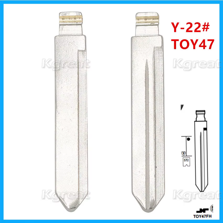 10 pièces Y-22 # KD lame de clé Y22 TOY47 métal non coupé vierge Flip