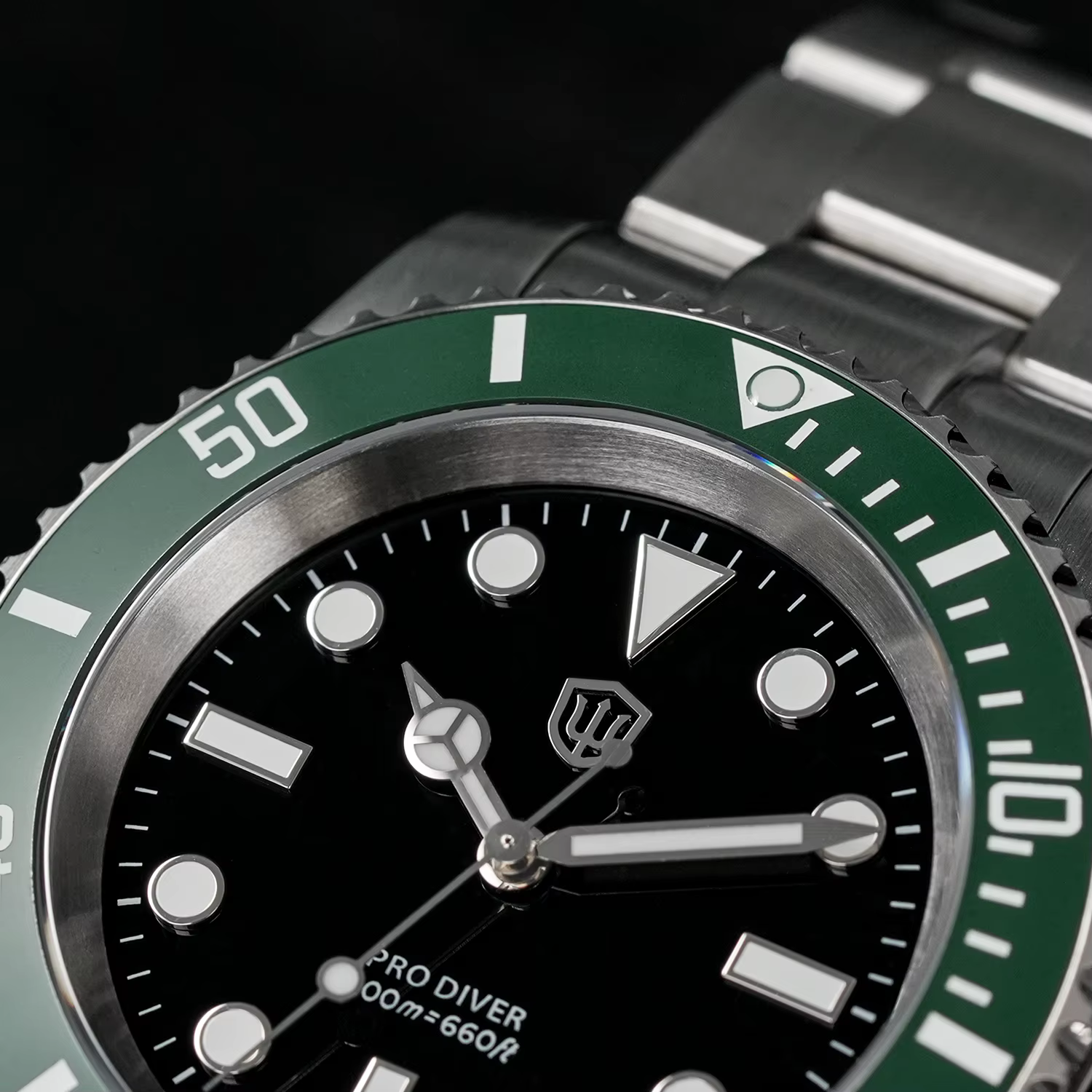 Watchdives VH31 balayage Quartz deuxième mouvement hommes montres acier inoxydable saphir 200M étanche cadran vert WD1680Q V2 montre
