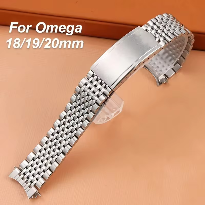 Bracelet de montre en acier inoxydable pour Omega pour Seamaster pour Speedmaster, extrémité incurvée, Bracelet de remplacement 18mm 20mm 19mm pour hommes et femmes