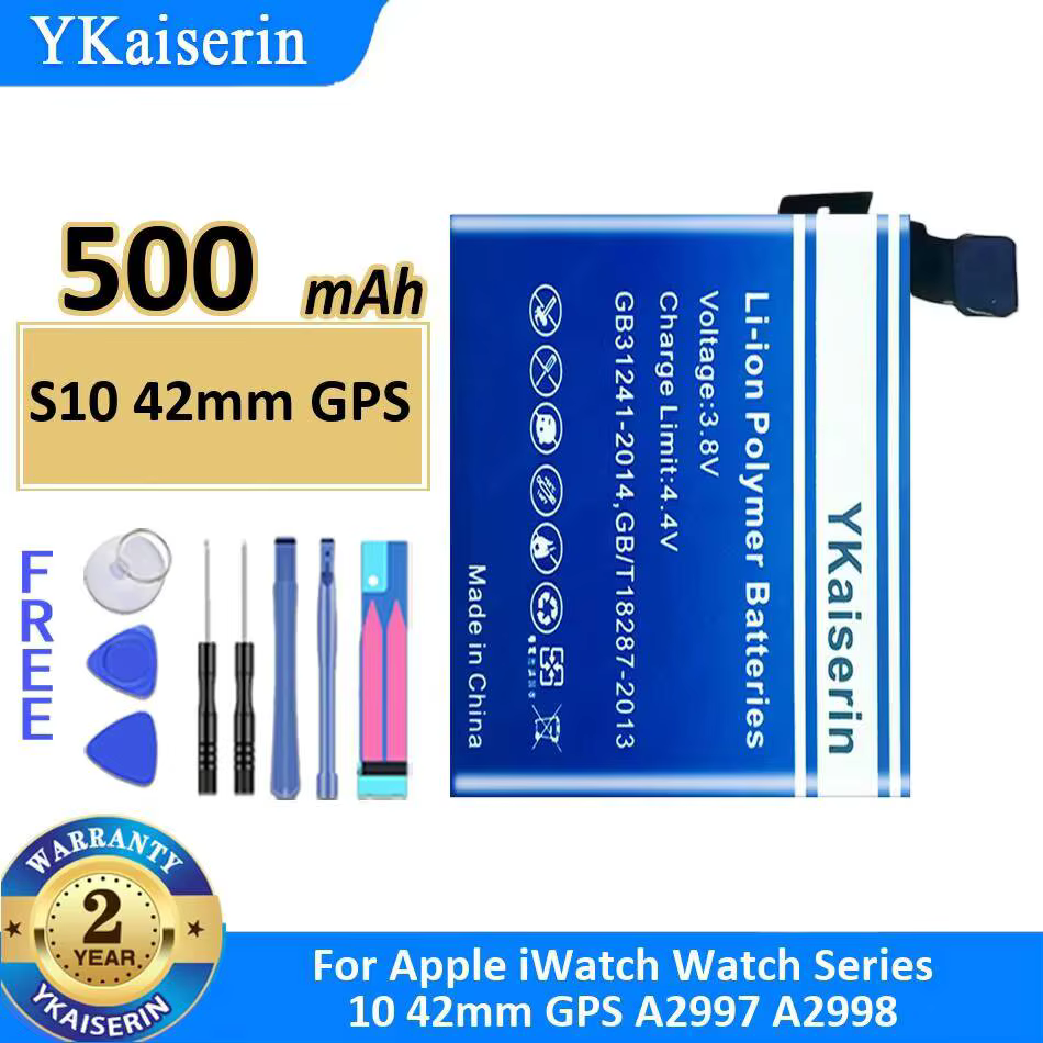 Batterie de montre longue durée 500 mAh pour Apple iWatch Watch Series 10 42 mm GPS A2997 A2998 S10