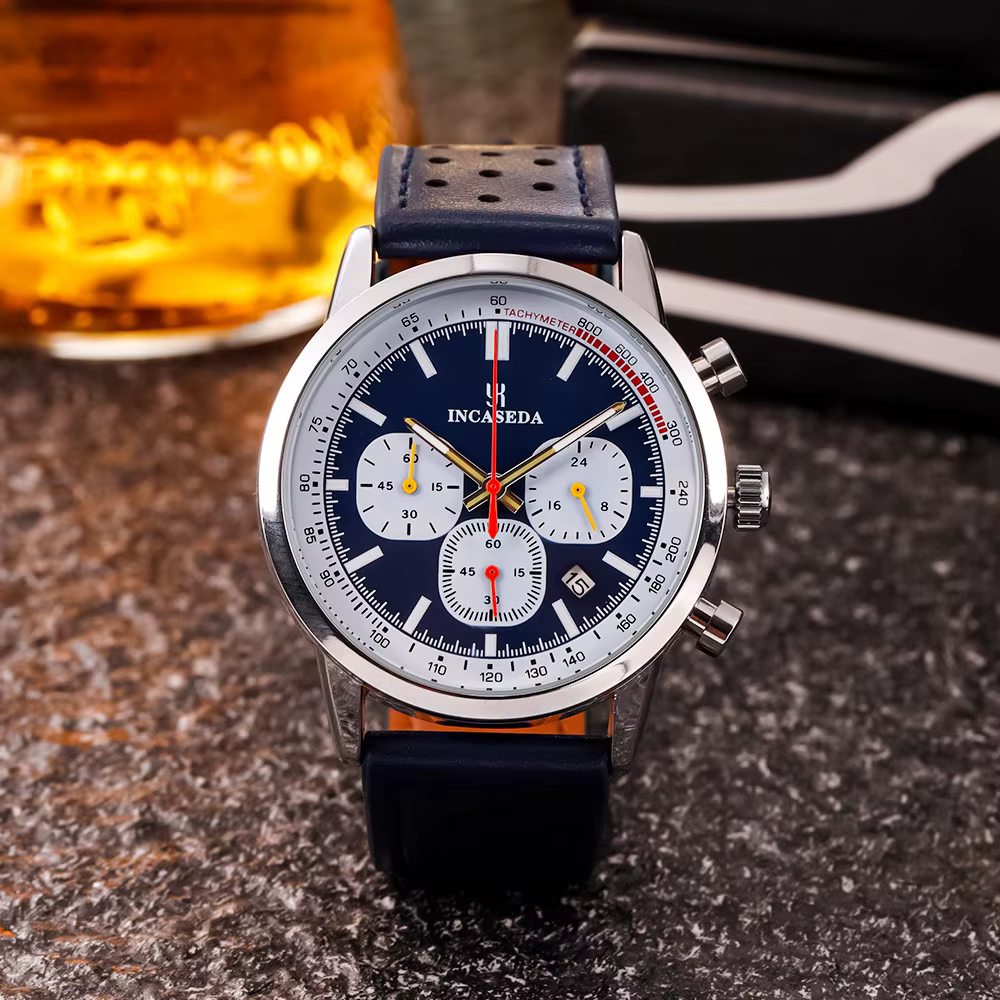 Montre à quartz multifonctionnelle chronographe pour homme