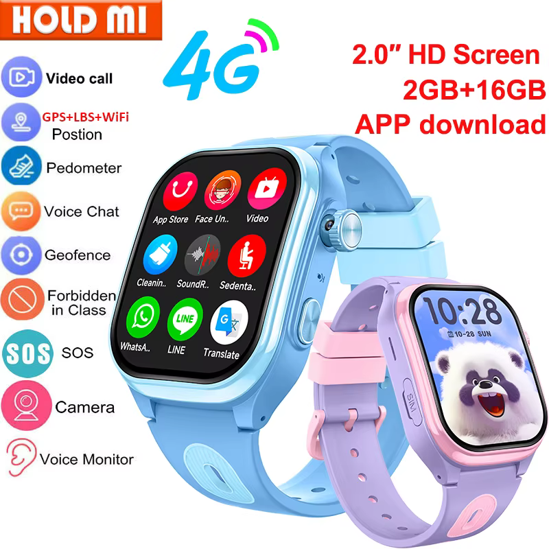 4G enfants montre intelligente GPS WIFI appel vidéo APP télécharger SOS
