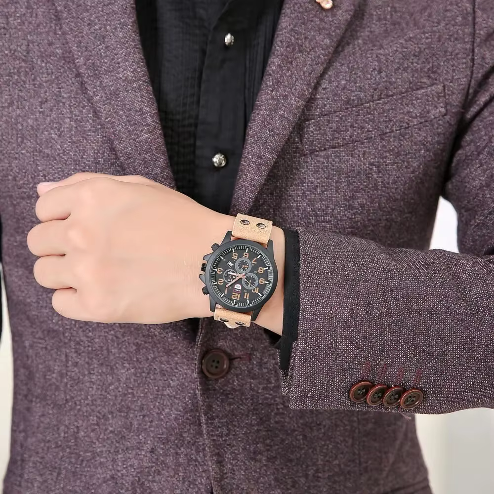 Montre de marque de luxe hommes montres de sport en cuir