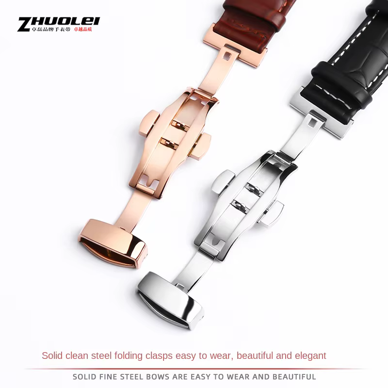 Bracelet de montre en cuir véritable pour homme et femme