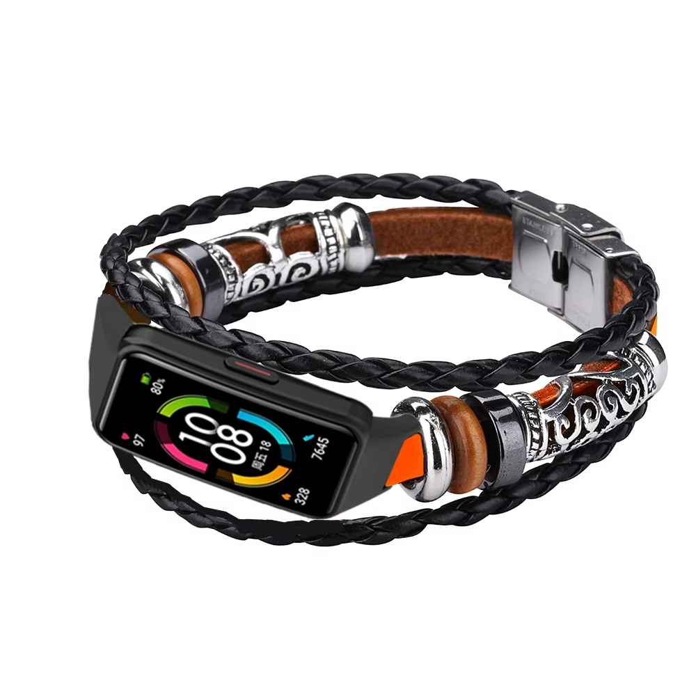 Pour Honor Band 6 Bracelet en cuir tressé