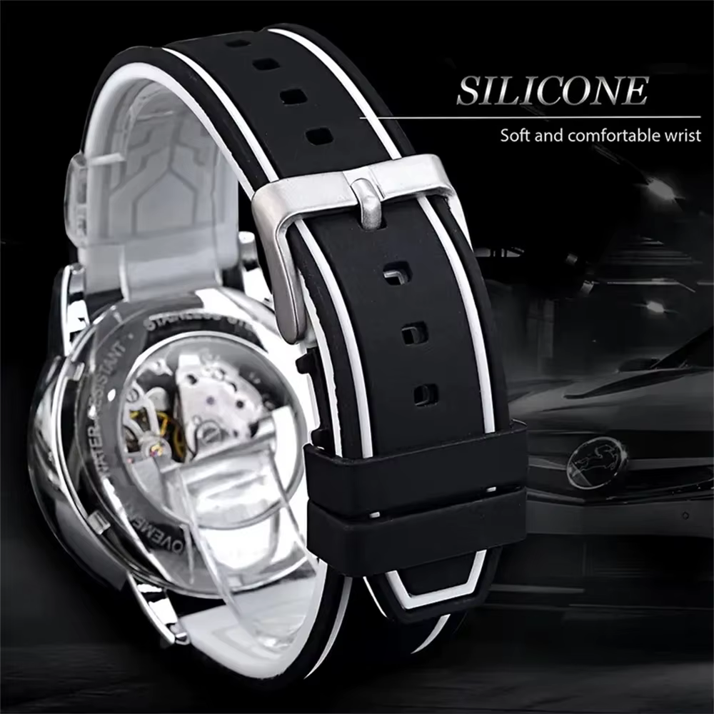 Montre mécanique haut de gamme pour hommes d'affaires, montre mécanique haut de gamme, élégante, entièrement automatique pour hommes, design ajouré, tendance, décontractée, élégante, belle montre pour