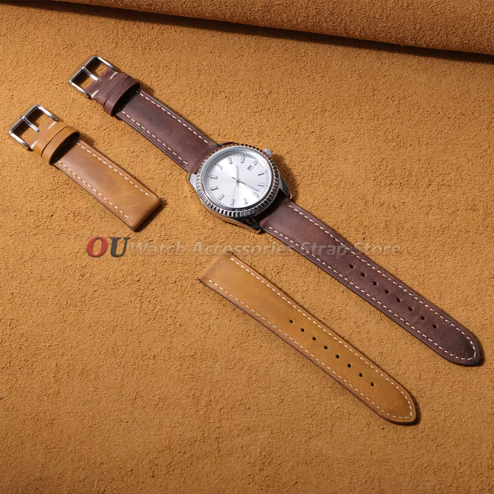 Bracelet de montre en cuir vintage 14mm 16mm 18mm 20mm 22mm 24mm pour Seiko