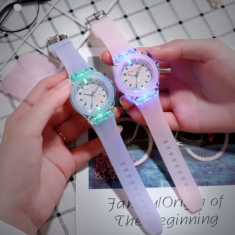 Montre-bracelet lumineuse en Silicone souple pour enfants