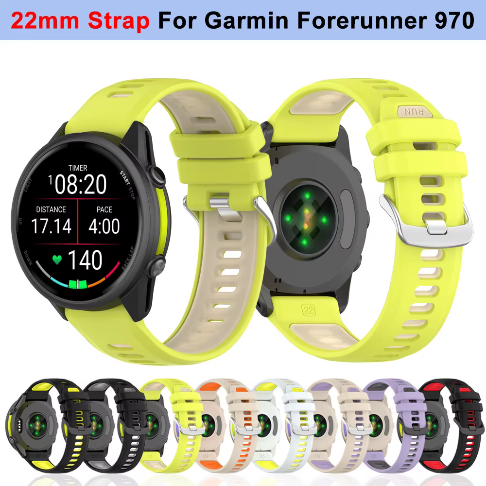 Bracelet de montre en silicone officiel pour Garmin Forerunner 970 Solar Sport