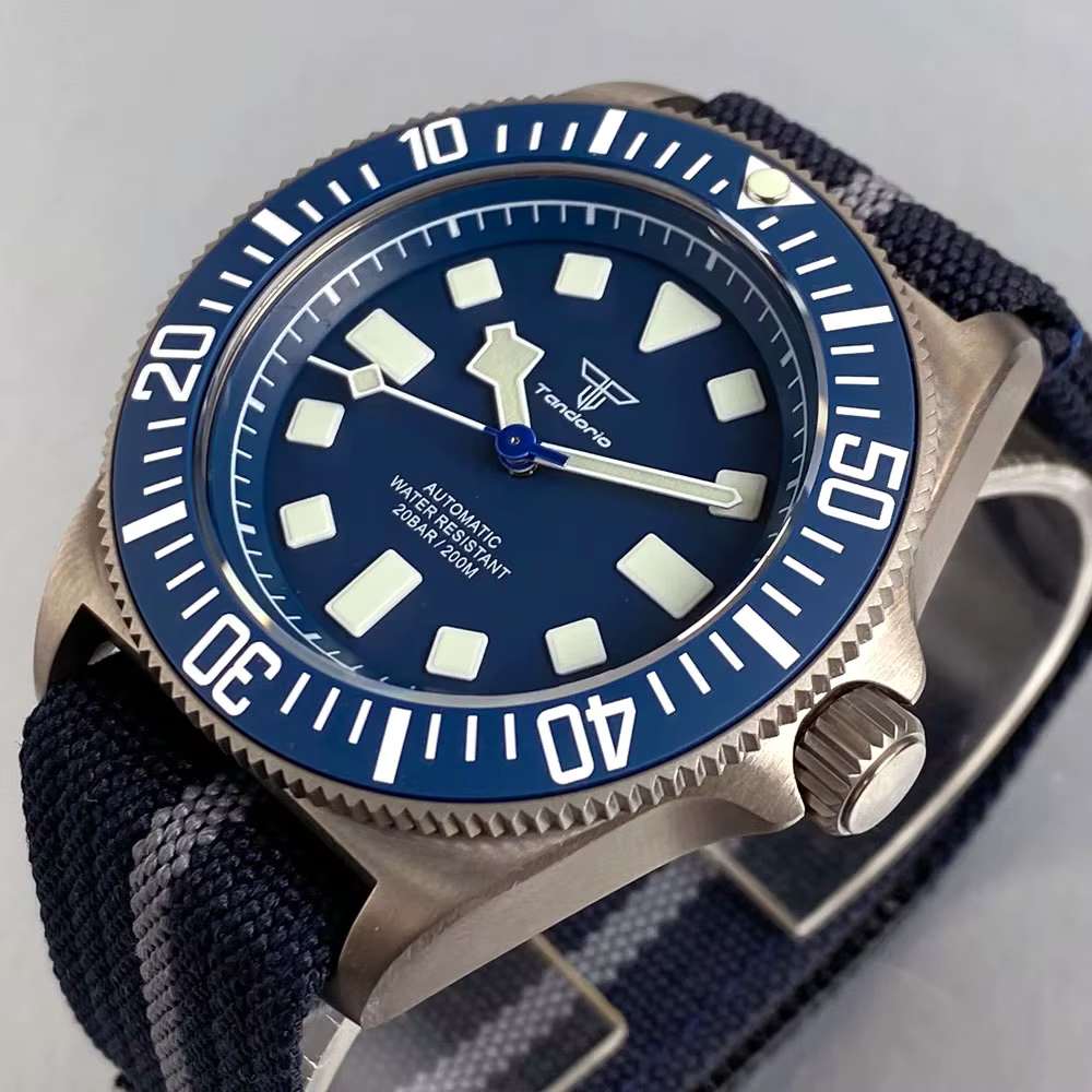 Montre mécanique pour homme Tandorio 42 mm rétro FXD Japan NH35 PT5000 avec boîtier en titane
