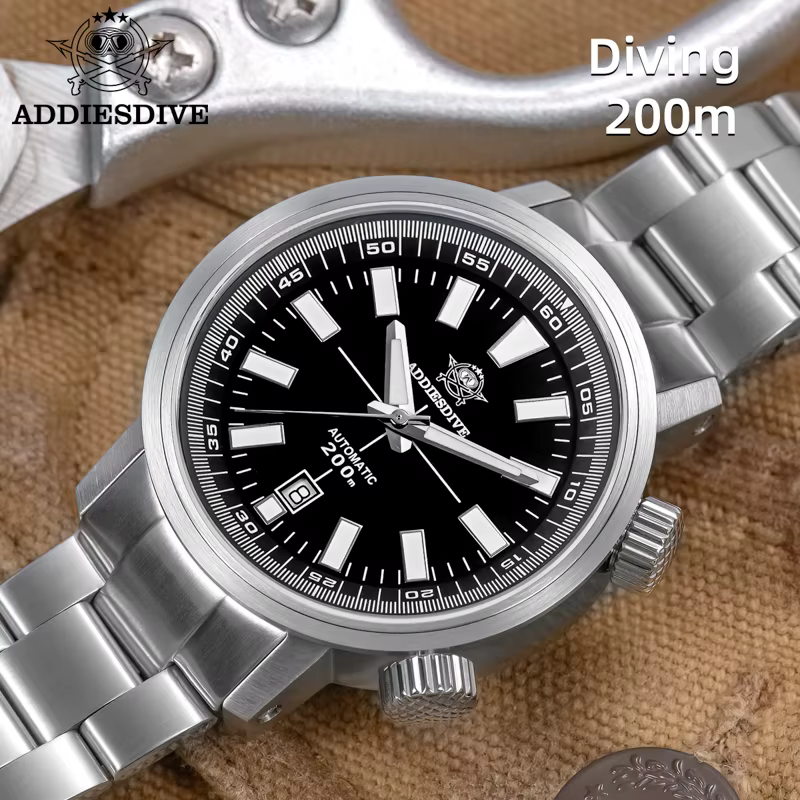 ADDIESDIVE montres automatiques pour hommes 200M étanche saphir luxe lunette rotative BGW9 aiguilles lumineuses nouvelle montre de plongée AD2093