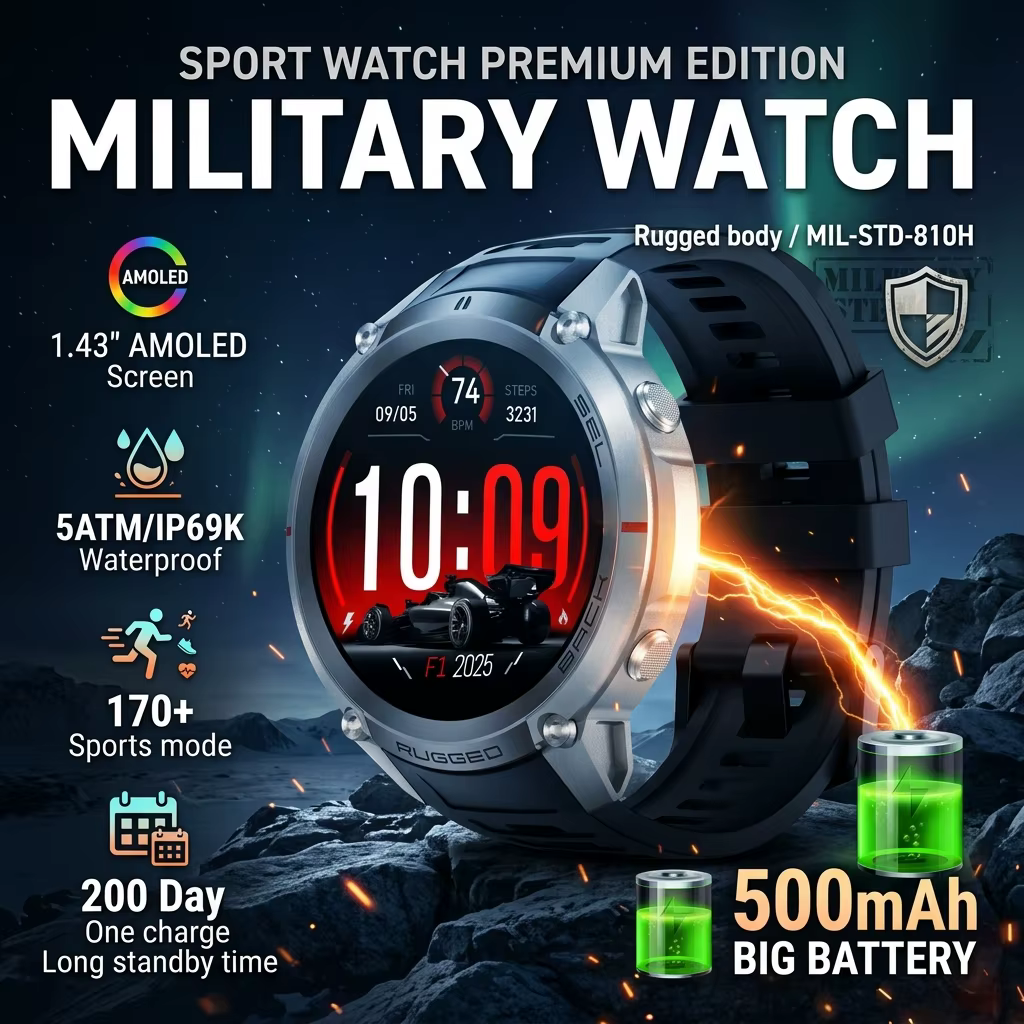 Montre connectée GPS LIGE avec carte hors ligne