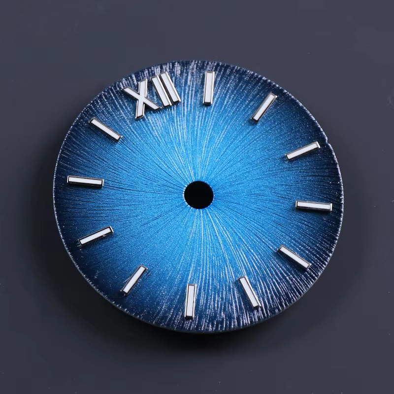 Cadran de montre de style nouveau avec luminescence bleu glace vert