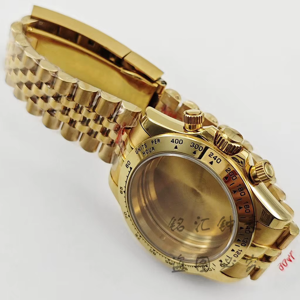 Boîtier de montre VK63 40 mm en or avec bracelet Jubilee et verre saphir pour homme