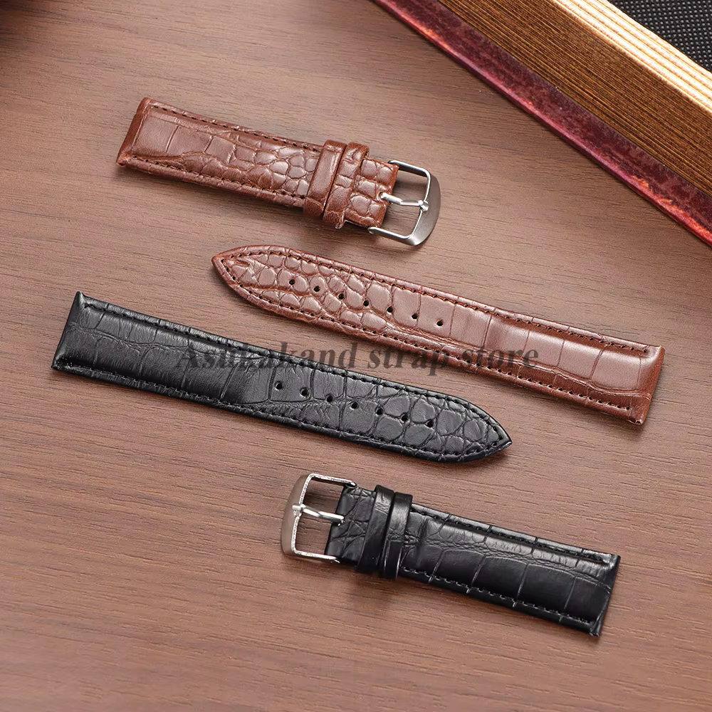 Bracelet de montre en cuir véritable pour hommes et femmes