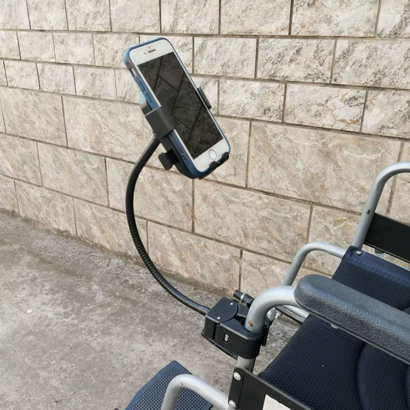 Support de téléphone portable pour fauteuil roulant électrique, accessoires de support fixe pour diffusion en direct, accessoires rotatifs pour fauteuil roulant