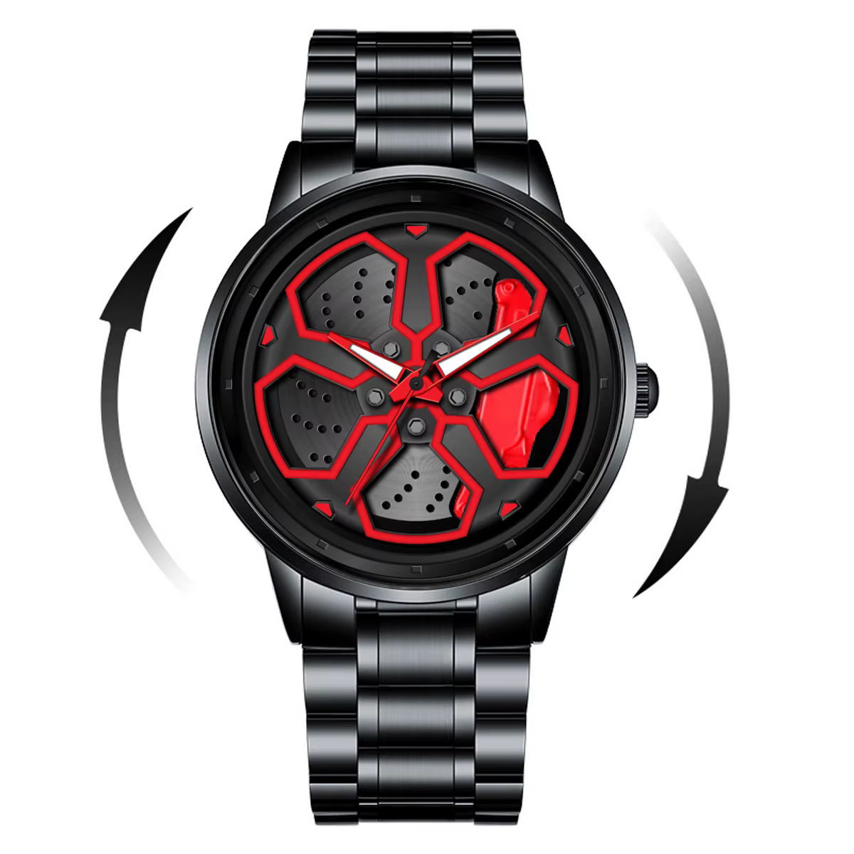 VA VA VOOM marque hommes roue créative platine montre en acier inoxydable noir mouvement à Quartz 42mm étanche sport cadeau montre-bracelet
