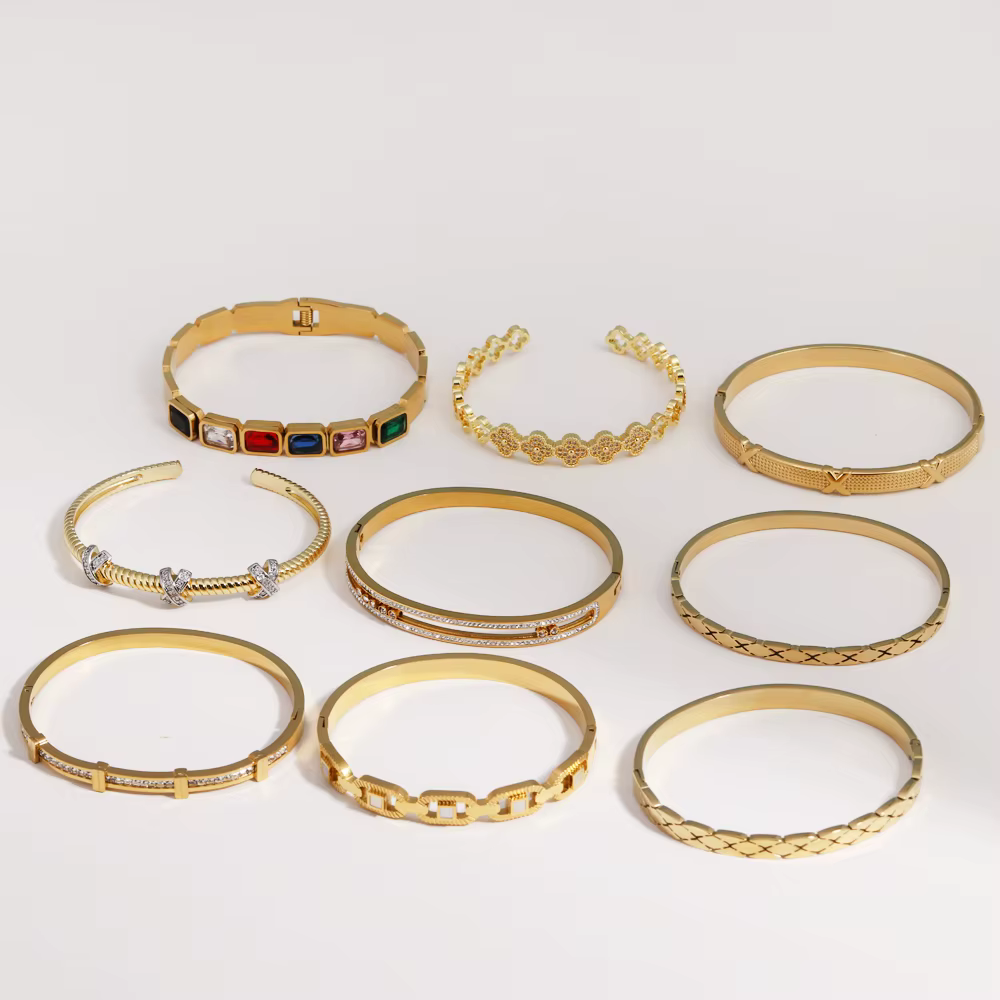 Bracelet ouvert de luxe en Zircon brillant pour femmes, en acier inoxydable exquis, Design X, bijoux cadeau de fête de mariage