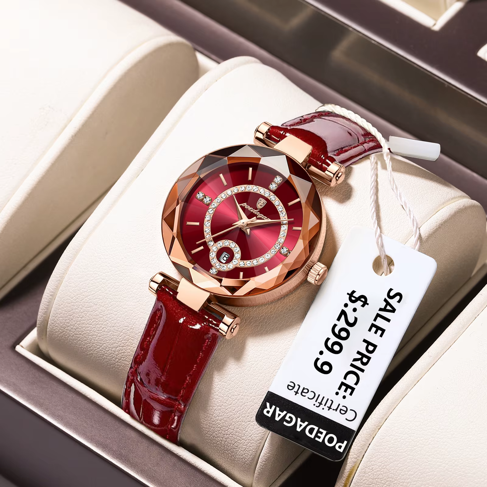 POEDAGAR montre de luxe pour femmes de haute qualité étanche Date en cuir dames montres robe Quartz décontracté