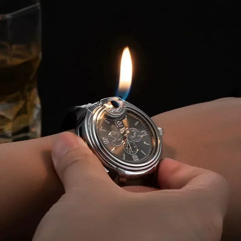 Briquet de montre à gaz en métal pour hommes, tendance, coupe-vent, Portable, Rechargeable, allume-cigare, cadeau de personnalité Cool et à la mode