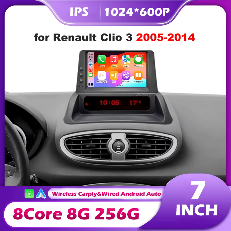 Autoradio 7 "pour Renault Clio 3 2005-2014 sans fil CarPlay Android Auto lecteur vidéo multimédia Navigation GPS Autoradio outils
