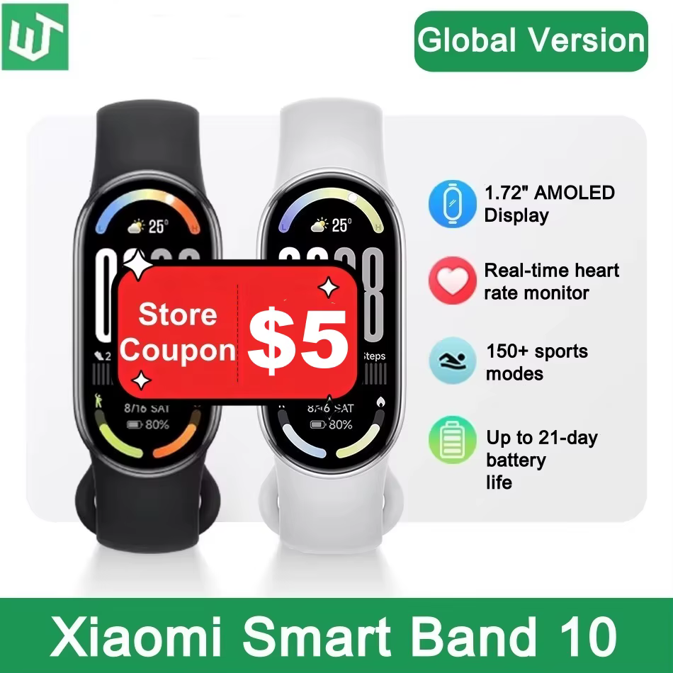 Xiaomi Mi Smart Band 10 Version mondiale 1.72 "AMOLED surveillance de la santé 21 jours batterie 5ATM étanche Smartwatch Bracelet de sport