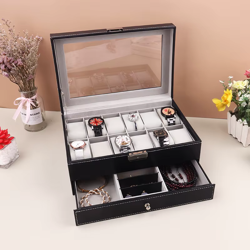 Boîte de montre en cuir PU