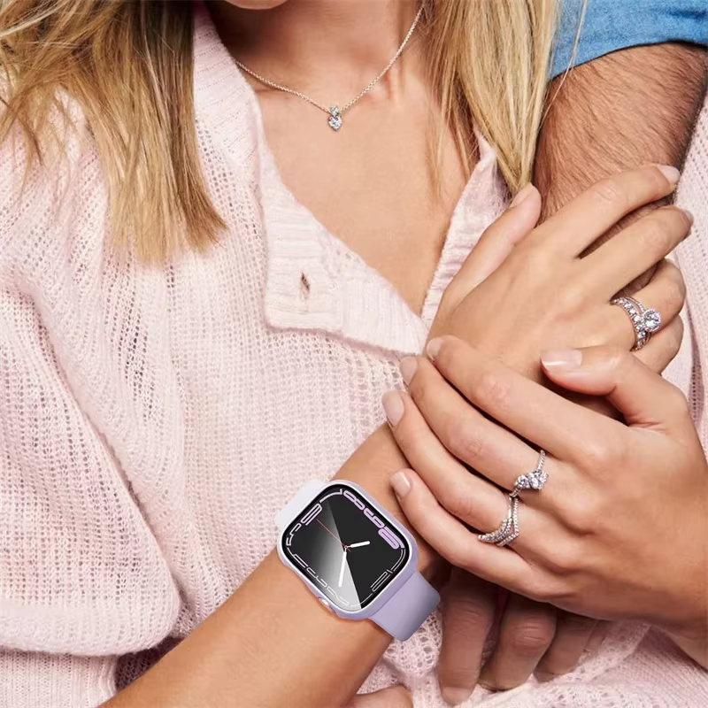 Verre + couvercle pour boîtier de montre Apple 9 8 7 6 SE 5 accessoire iWatch protecteur d'écran