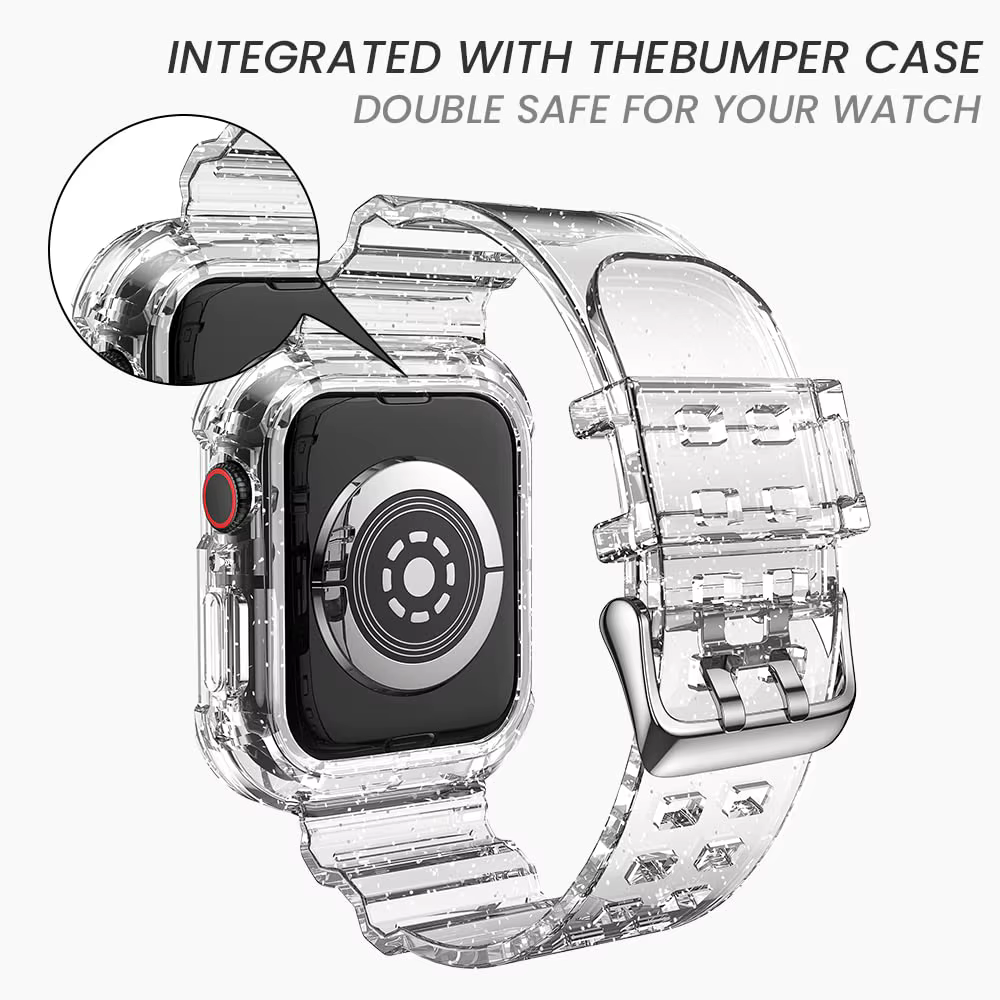 Pour Apple Watch couleur bonbon bracelet transparent + boîtier 11/10/8/7/6/5/4 49mm 46mm 42mm