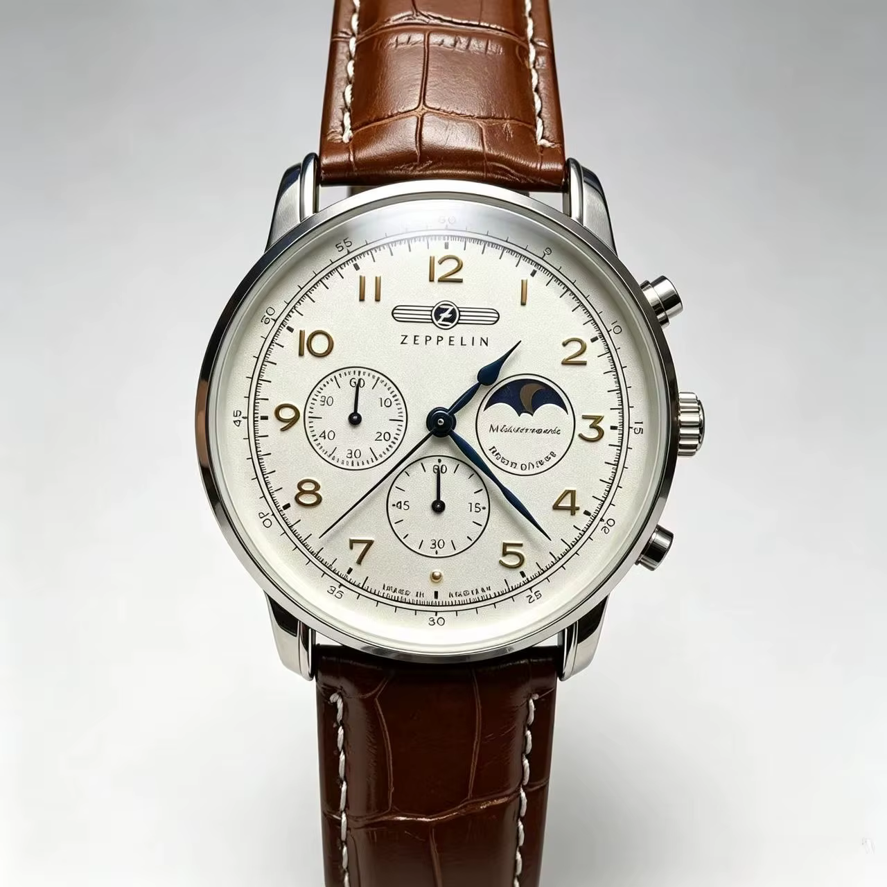 Montre Zeppelin New Moon Phase Airship pour homme, montre à quartz décontractée, bracelet rétro, montre de business, chronographe de précision