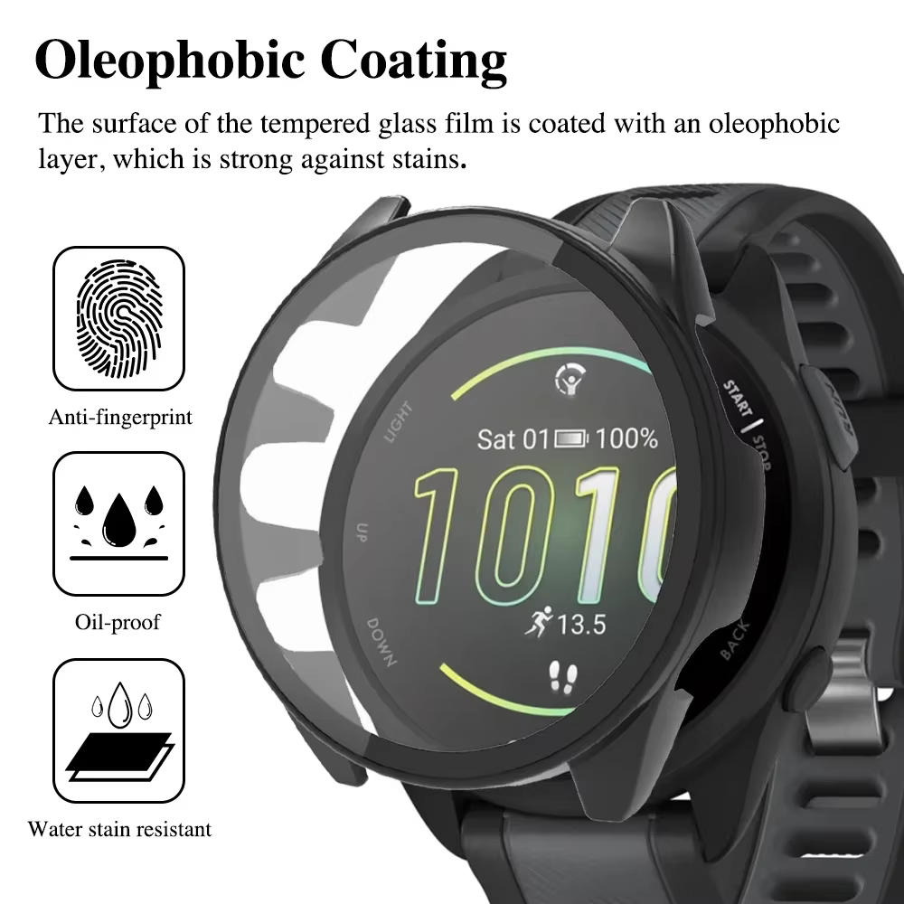 Coque PC pour Garmin Forerunner 970 165 265 965 570 47mm 42mm HD couvercle en verre trempé