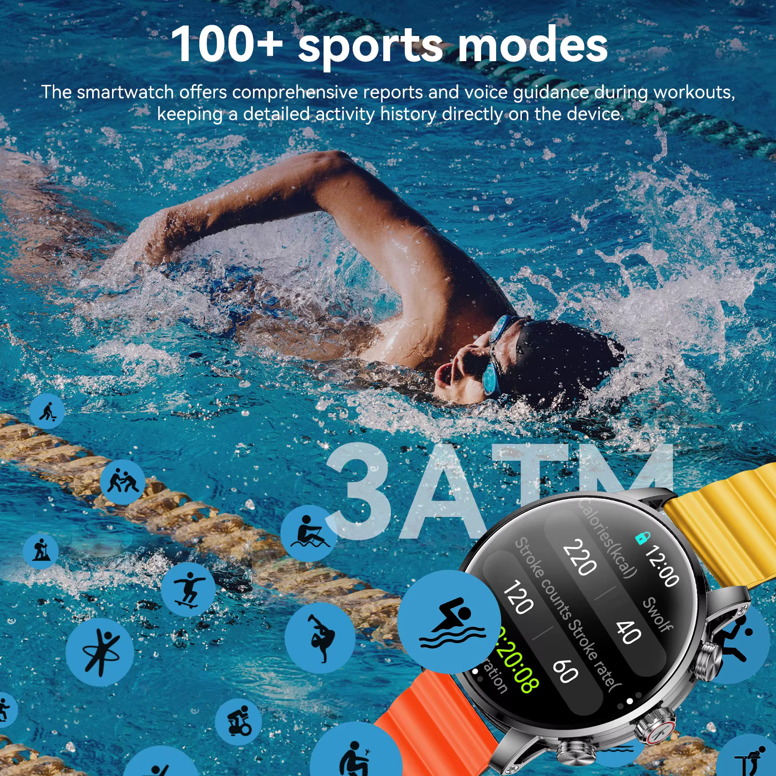 Montre connectée Kieslect Kr2 pro 3ATM avec écran AMOLED FHD de 1