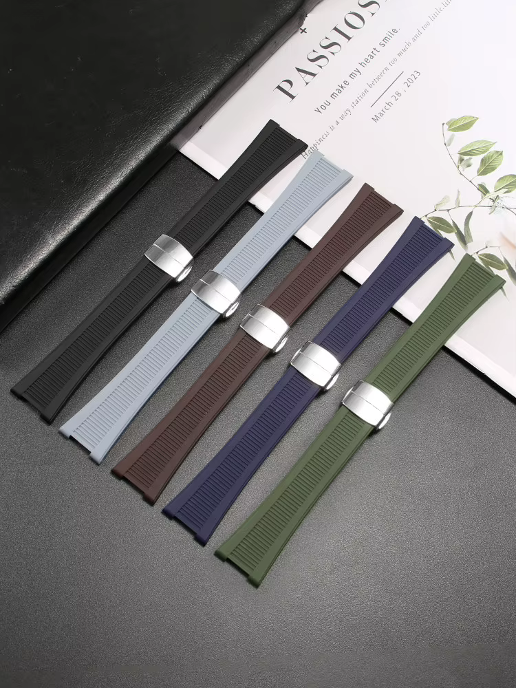 Bracelet de montre en caoutchouc silicone étanche à rainures