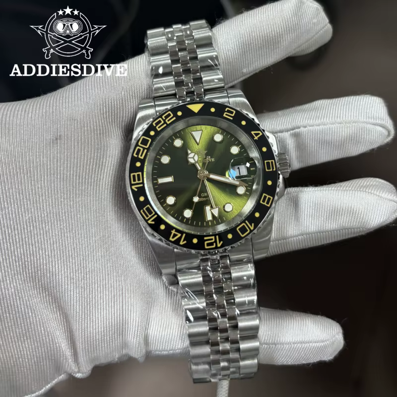 ADDIESDIVE hommes GMT montre suisse Ronda 515-24 200M étanche BGW9 Super lumineux 316L acier inoxydable