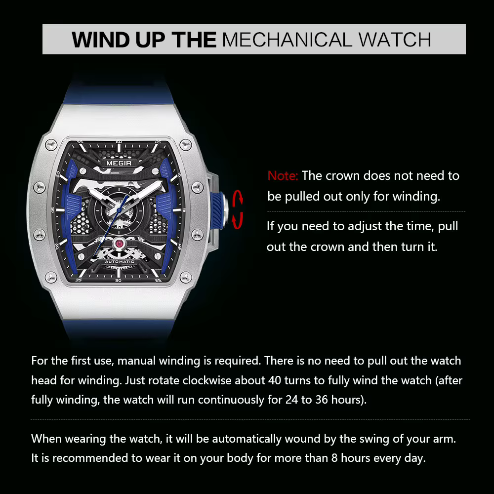 Montre mécanique automatique MEGIR pour homme