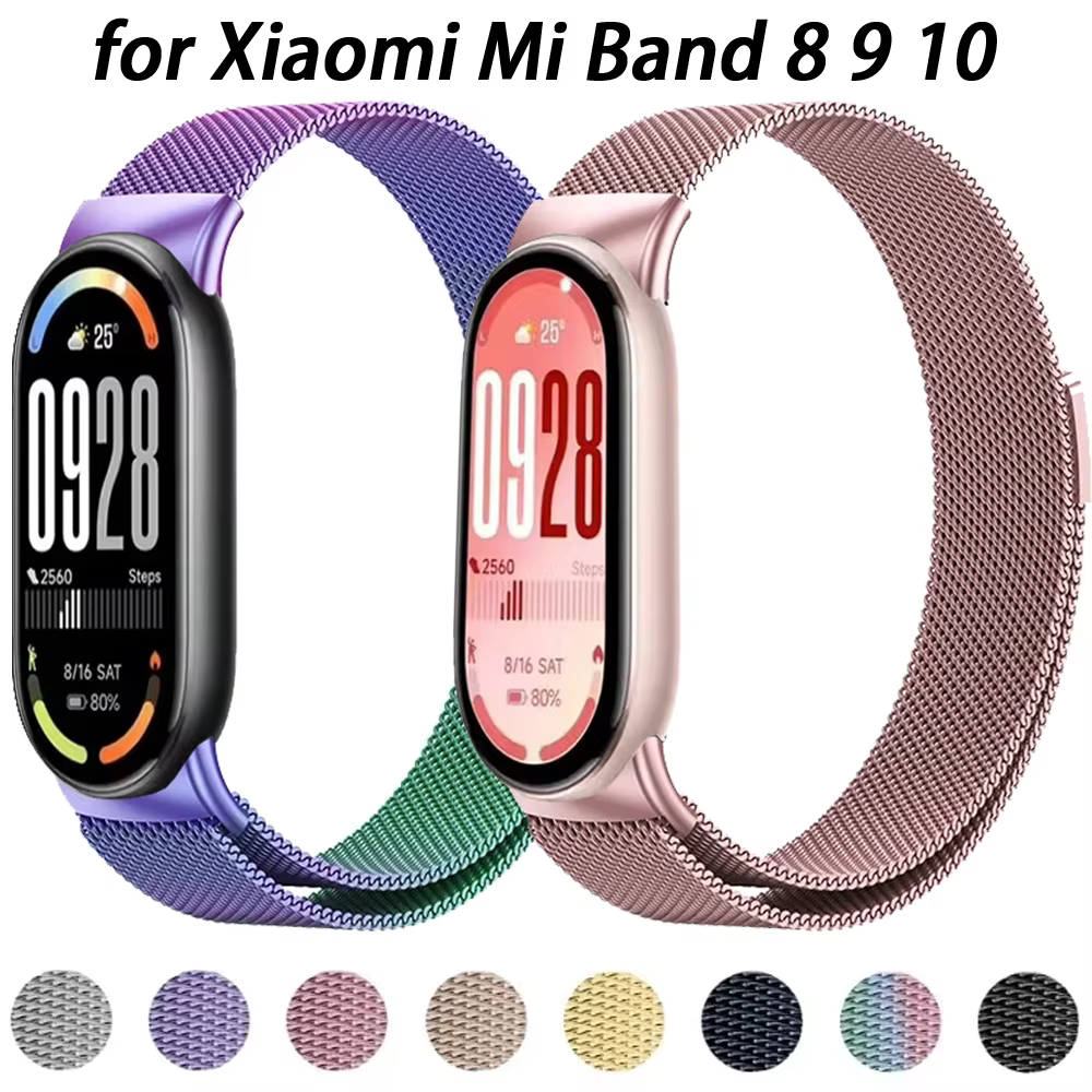 Boucle milanaise pour Xiaomi Mi Band 8 9 10 Bracelet Version mondiale Smartwatch