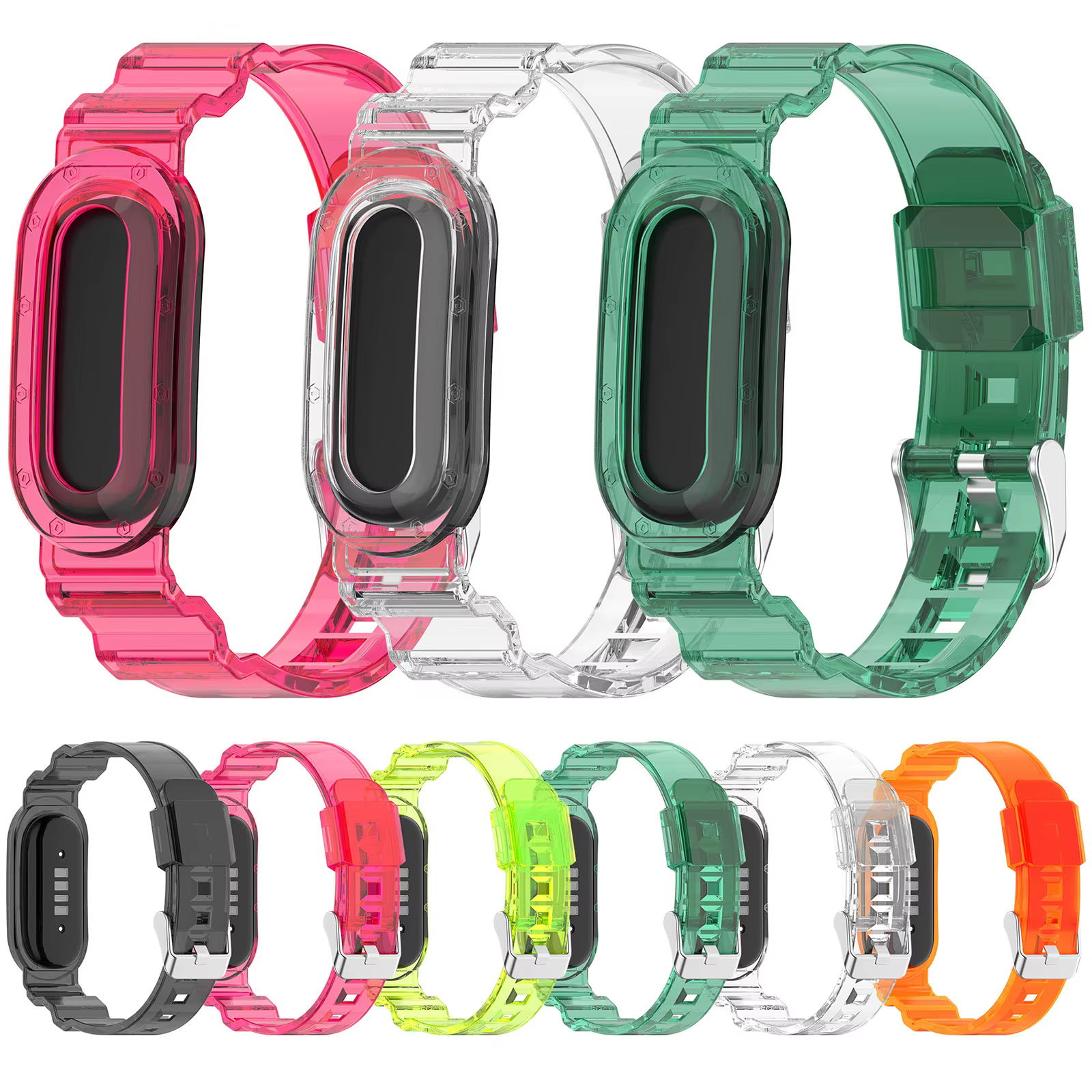 Bracelet de montre en TPU transparent avec étui de protection antichoc