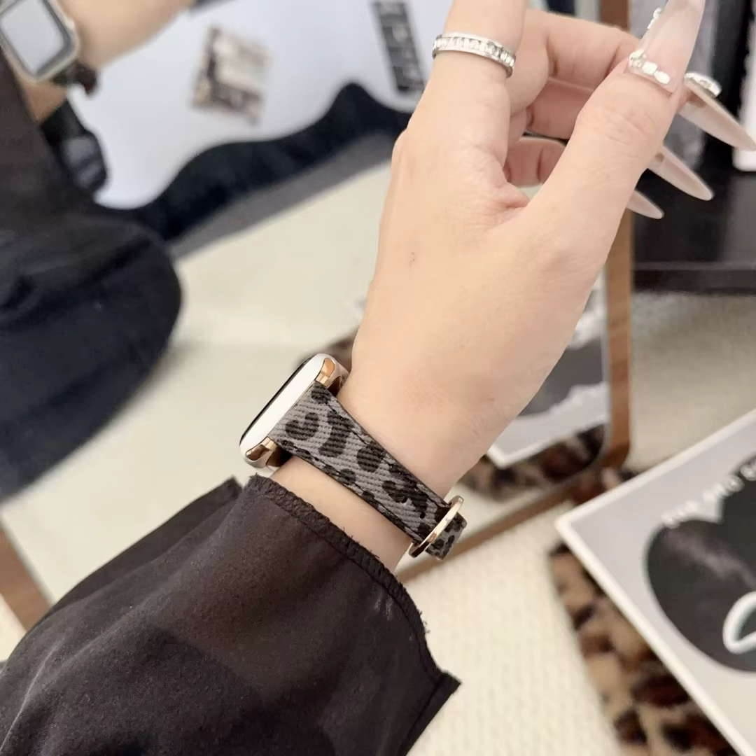Excellent bracelet en cuir imprimé léopard pour Apple Watch femme 44mm 40mm 45mm 41mm 49mm 46mm Series 11 10 9 8 SE 7 6 5 4