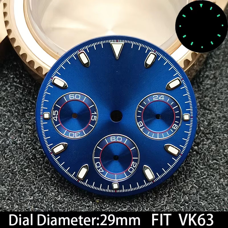 Cadran de montre VK63 lumineux vert de haute qualité
