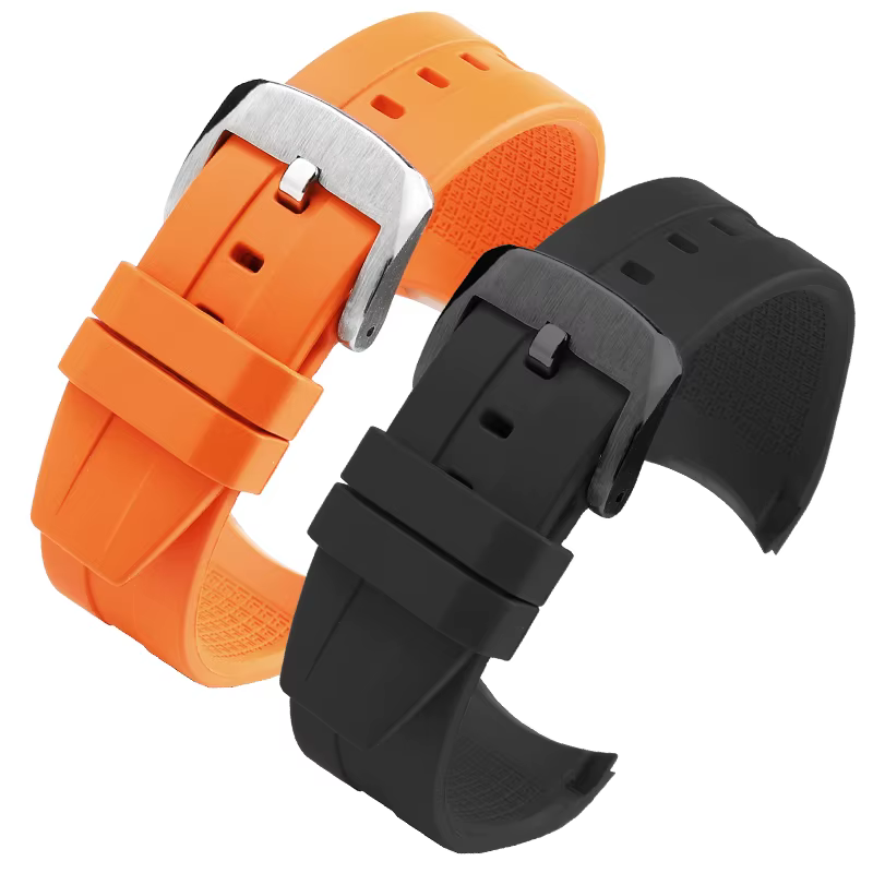Pour Tissot 1853 T120/T120417A-21mm 22mm FKM bracelet de montre en caoutchouc-bracelet en Silicone à extrémité incurvée pour hommes, remplacement Durable prêt à la plongée