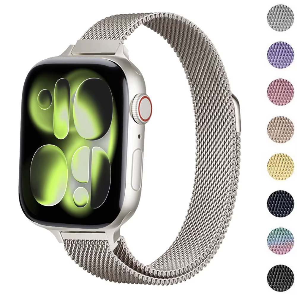 Bracelet à boucle milanaise mince pour Apple watch ultra 3 bandes 40mm 44mm 41mm 45mm 42mm 49mm