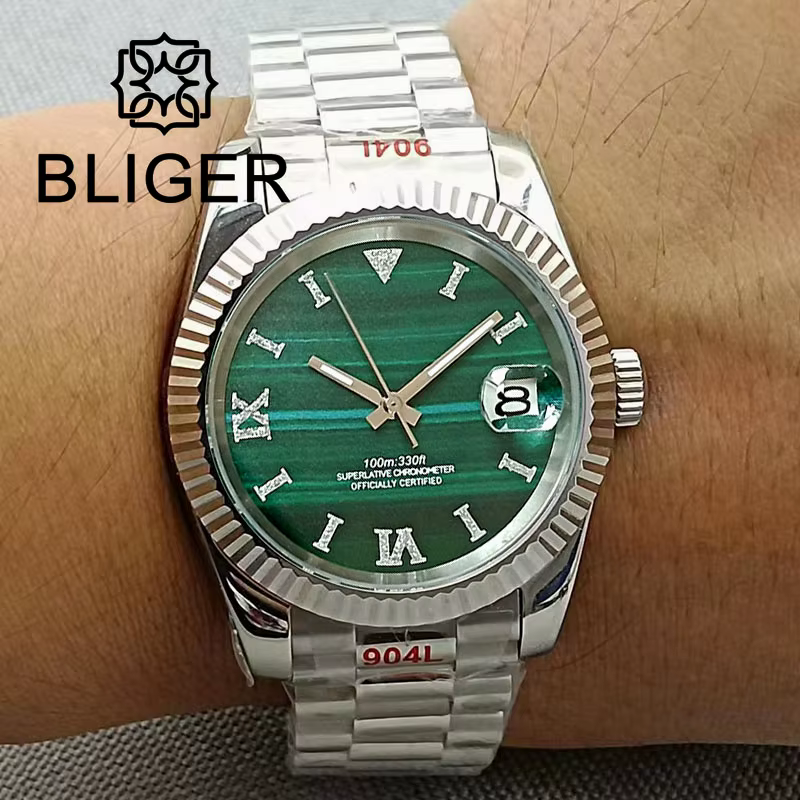 Montre à Cadran Vert Malachite pour Homme