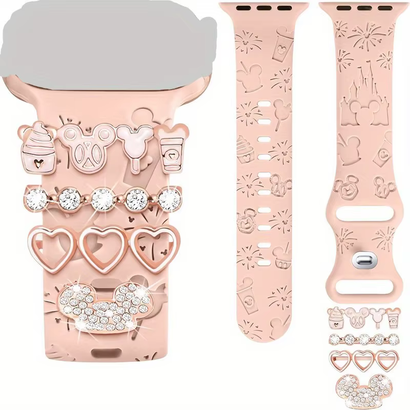 Adorables breloques de bracelet de montre sur le thème de la dessin animé et boucles décoratives pour une mise à niveau élégante de vêtements de poignet