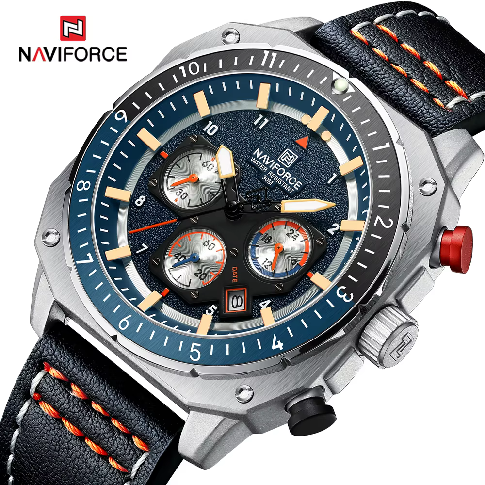 NAVIFORCE Top marque montre de luxe mode Quartz montre-bracelet pour hommes Relogio Masculino bracelet en cuir multifonctionnel homme montres