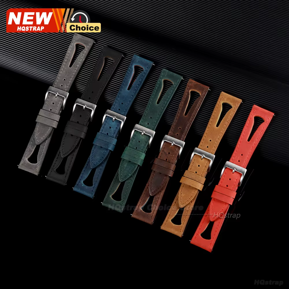 Bracelet de montre en cuir souple respirant avec trous