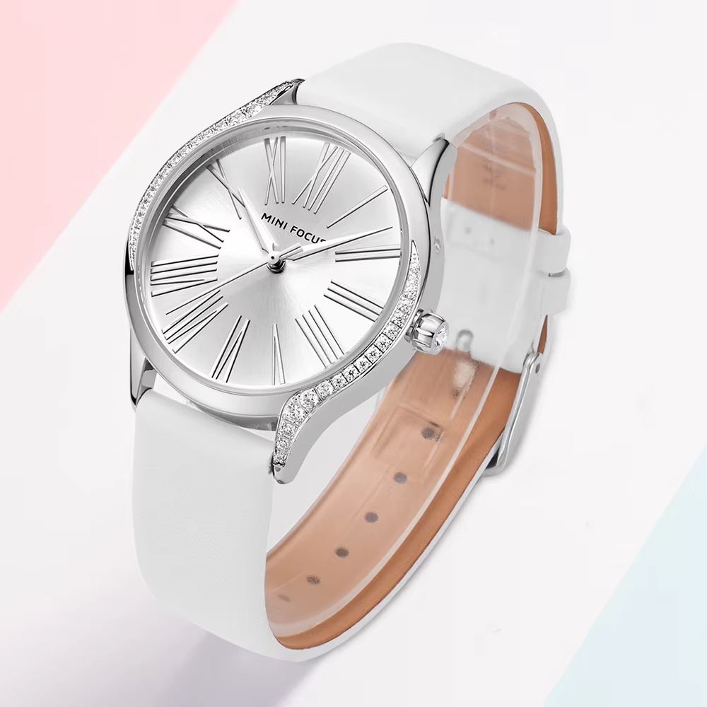 MINI FOCUS-Montre à Quartz Élégante avec Boîtier en Diamants pour Femme