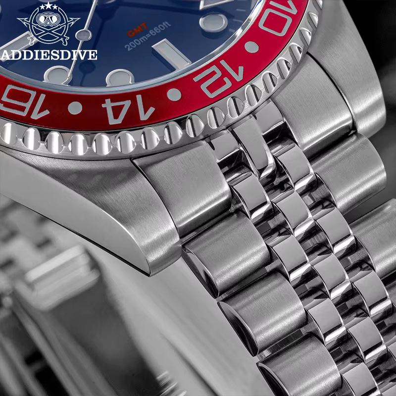 ADDIESDIVE hommes GMT montre suisse Ronda 515-24 200M étanche BGW9 Super lumineux 316L acier inoxydable