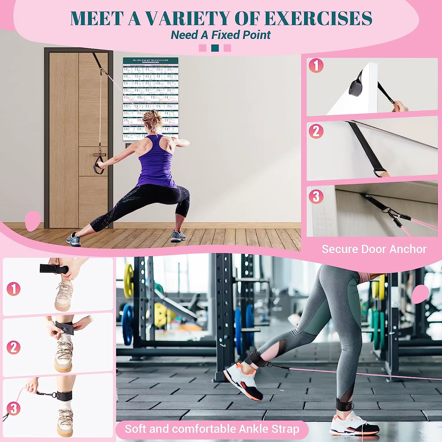 Kit de barre de Pilates avec bandes de résistance, barre de Yoga multifonctionnelle, Kit de barre de résistance Portable pour gymnastique à domicile pour les entraînements complets du corps