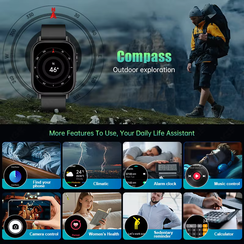 Montre connectée GPS LIGE avec écran HD 2