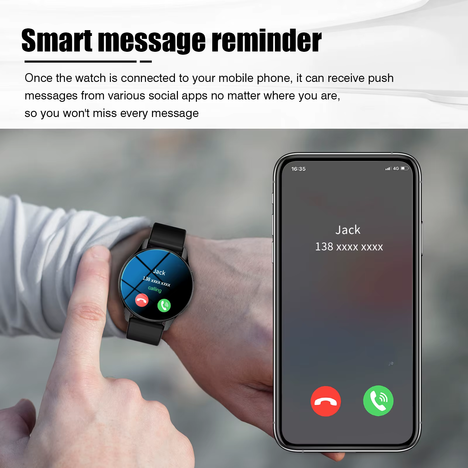 Montre intelligente, appel/cadran sans fil
